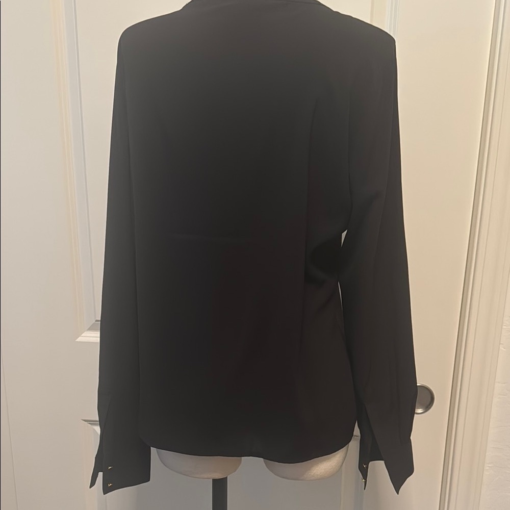 Women's Calvin Klein Black Blouse with White Trim - Picture 4 of 5